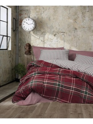 Aesco Cotton Box Natureforce Çift Kişilik Nevresim Takımı Pledd Bordo
