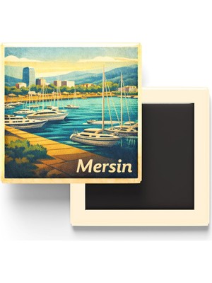 Aesco Mersin - Marina - Baskılı Buzdolap Magneti Kare - 9x9 cm
