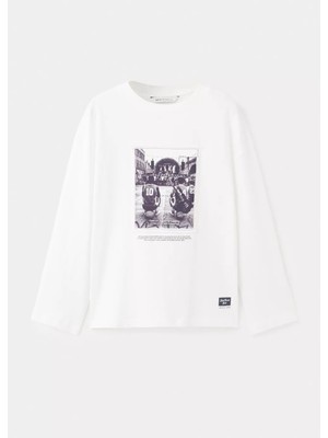 MANGO Kids Desenli oversize büyük beden tişört