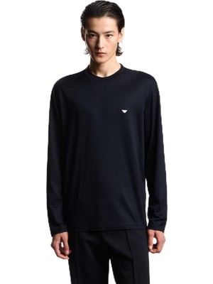 Aesco Erkek Slim Fit Bisiklet Yakalı Uzun Kollu Lacivert Sweatshirt EM004591 AF13747-UB118