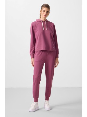 Aesco Soft Vişne Kapüşonlu Oversize Kadın Eşofman Takım - 95336