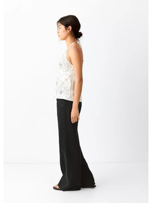 Mango Dikişli Wide Leg Jean Pantolon