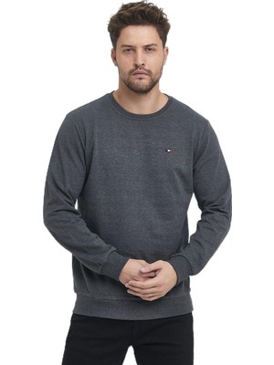 Aesco By Comeor Erkek Bisiklet Yaka Nakış Detaylı Regular Fit Sweatshirt (Antrasit, Xl)