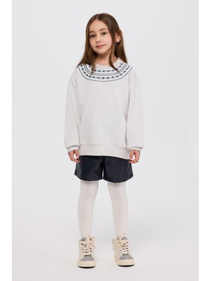 Aesco Kız Çocuk Nakışlı Gri Sweatshirt 7 Yaş (122 Cm)