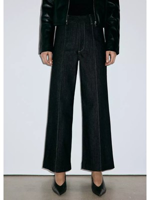 Mango Yüksek Belli Dikişli Wideleg Jean Pantolon