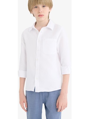 Aesco Defacto Polo Yaka Oxford Uzun Kollu Okul Gömleği Erkek Çocuk T8854A625AU