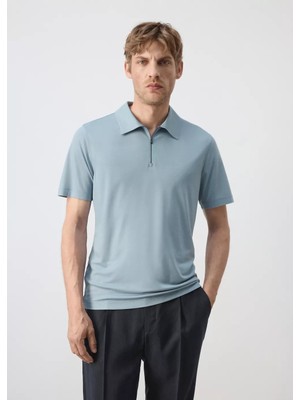 Mango Fermuarlı Regular Fit Polo Yaka Tişört