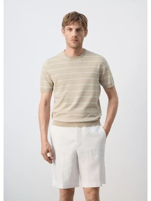 Mango Çizgili Slim Fit Triko Tişört
