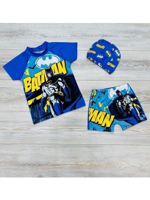 Neat Kids Erkek Çocuk Batman 3 Parça Bone Tişört Şort Mayo Takımı