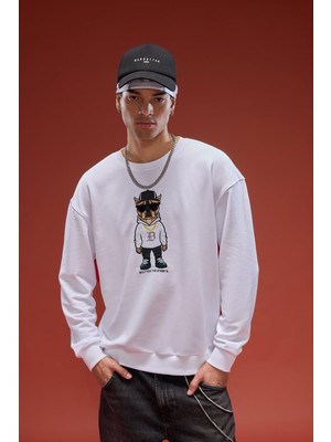 Aesco Defacto Boxy Fit Bisiklet Yaka Baskılı Sweatshirt E9331AX25AU