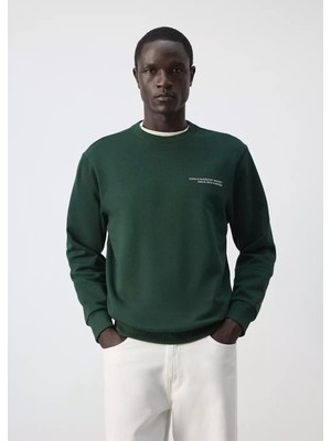 Mango %100 Pamuklu Desenli Sweatshirt