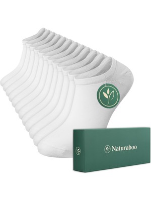 Aesco Naturaboo Bambu No Show Görünmez Çorap – Terletmez, Kaymayı Önleyen Özel Topuk Dikişi, Dikişsiz ve Nefes Alabilir – 6 Çift Paket (Beyaz (6’lı), 36-39)