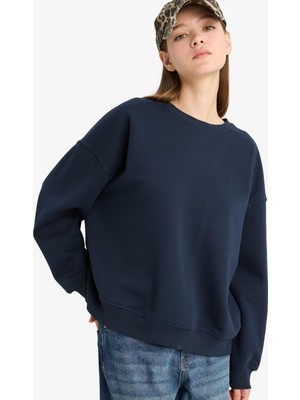 Aesco Defacto Oversize Bisiklet Yaka Basic Sweatshirt A4177AX25WN