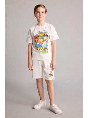 Aesco DEFACTO%100 Pamuk Stumble Guys Sweatshirt Kumaşı Şort Erkek Çocuk H8246A826HS