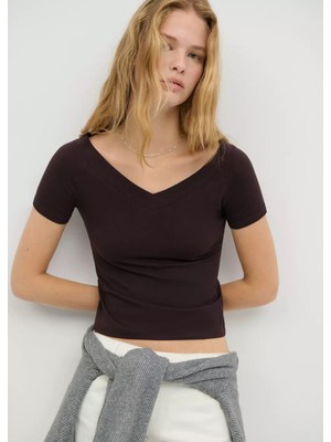 MANGO Teen V yaka tişört