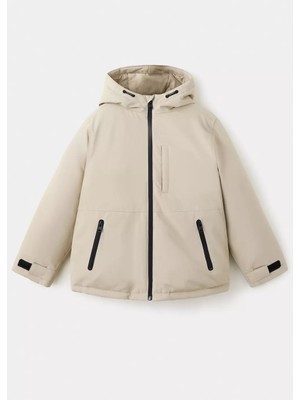 MANGO Kids Kontrast detaylı kapüşonlu anorak
