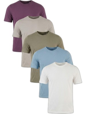 Aesco Buratti Pamuklu Regular Fit Bisiklet Yaka 5'li Paket T Shirt Erkek T Shirt 59020204S5