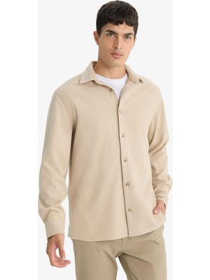 Aesco Defacto Regular Fit Polo Yaka Çapraz Dokuma Gömlek F0338AX25AU