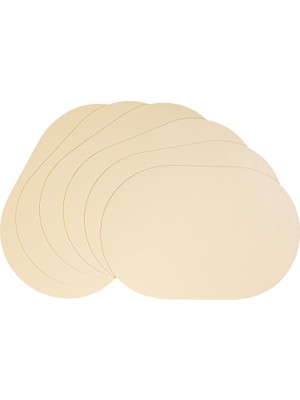 6'li Bej/taş Renk Suni Deri Amerikan Servis Set 45 x 30 cm