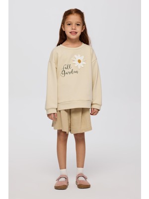 Aesco Kız Çocuk Çiçek Motifli Sweatshirt 10 Yaş (140 Cm)