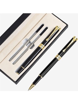 Aesco Xspring Expert Tükenmez Kalem, 2 Adet Siyah Mürekkep Dolumlu 0.5mm Tükenmez Kalem, Lüks Tükenmez Kalem, Ofis, Öğrenci, Yönetici, Öğretmen Için Kalem Hediye Kutusu Seti (Siyah)