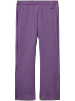 Aesco United Colors Of Benetton Kız Çocuk Logo Detaylı Flare Tayt,mor 5-6