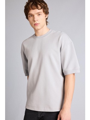 Aesco Defacto Loose Fit Bisiklet Yaka Kısa Kollu Ağır Kumaş Basic Tişört B4844AX26SP