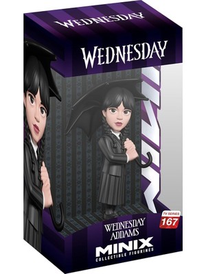 Aesco Minix Çarşamba Addams Figürü Wednesday MNXO6000 12 cm Koleksiyonluk Pvc