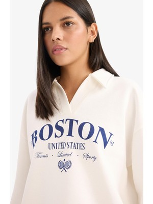 Aesco Defacto Relax Fit Baskılı Sweatshirt F0303AX25AU