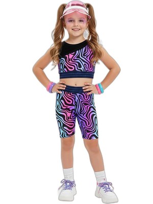 Aesco Kız Çocuk Spor Tayt Crop Top 2'li Takım 6-11Y