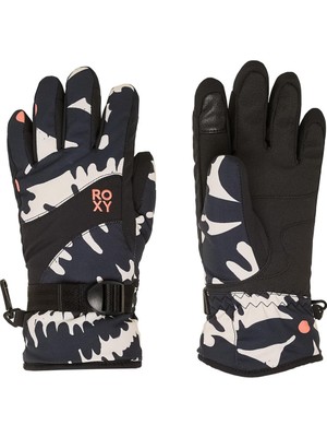 Aesco Roxy Jetty Girl - Technical Snow Gloves For Girls - Kayak/snowboard Teknik Eldiveni, Kız Çocuğu, M, Siyah