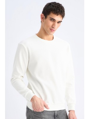 Aesco Defacto Regular Fit Bisiklet Yaka Dokulu Jakarlı Sweatshirt D7549AX25SP