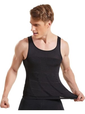 Aesco Sauna Suıt Premium Erkek Korse Toparlayıcı Bel Göğüs Göbek 2 Beden Incelten Sıkılaştırıcı Siyah Atlet (2xl)