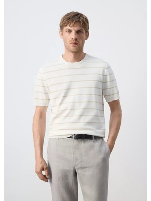 Mango Çizgili Slim Fit Triko Tişört