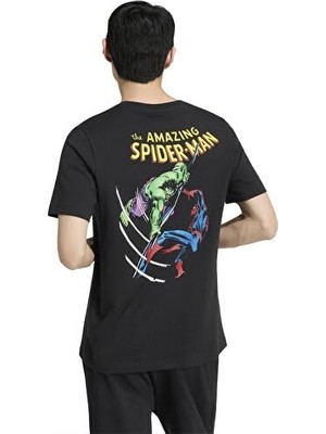 Aesco Adidas M Marvel Spıder-Man Graphıc T Erkek Günlük Tişört KR3609 Siyah