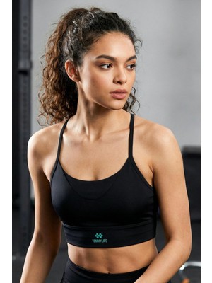 Aesco Siyah Standart Fit Baskılı Sırt Detaylı Kadın Spor Büstiyer - 97300