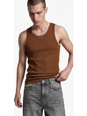 Aesco Kolsuz Pamuklu Bisiklet Yaka Slim Fit Atlet