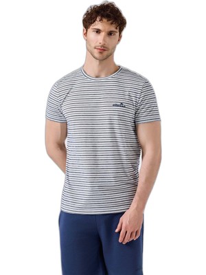 Aesco Ellesse Çizgili Regular Fit Bisiklet Yaka T Shirt Erkek T Shirt 6SM5021