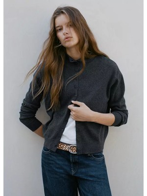 Mango Perkins Yaka Düğmeli Hırka