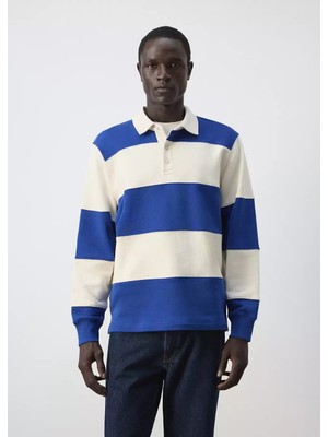 Mango %100 Pamuklu Çizgili Sweatshirt
