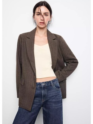 MANGO Teen Yün karışımlı balıksırtı blazer ceket