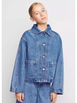 Mango Zımbalı Denim Mont