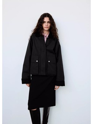 Mango Kadife Yaka Pamuklu Parka