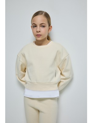 Aesco Defacto Relax Fit Bisiklet Yaka Basic Düz Içi Yumuşak Tüylü Sweatshirt Kız Çocuk D4298A824WN