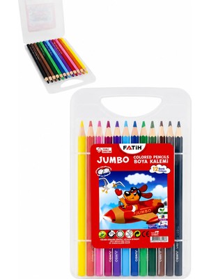 Aesco Fatih Kuru Boya Jumbo 12 Renk Çantalı Set