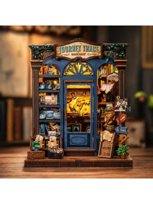 Die Grup Seyahat Izleri Book Nook Kit – Ahşap Minyatür Ev, Dıy Hobi Seti, LED Aydınlatmalı Kitaplık Dekoru