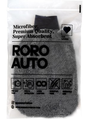 Aesco Roro Auto Vezüv Mikrofiber Araç Yıkama Eldiveni Gri