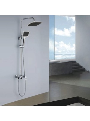 Die Grup BADEM10 Robot Tepe Duş Seti Takımı Shower Yağmurlama Kare Banyo Masaj Duş Başlığı Sistemi Siyah Krom