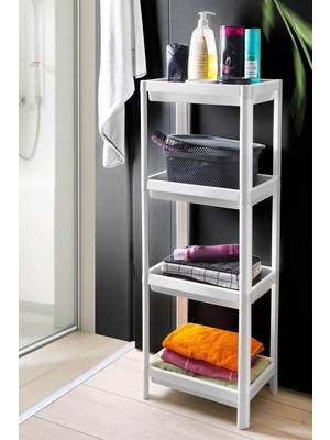Die Grup Orret Home 4 Katlı Geçmeli Plastik Banyo ve Mutfak Organizeri, Kolay Montajlı 4 Katlı Raf, Mutfakta ve Banyoda Kullanım Için Ideal, Dayanıklı Depolama Çözümü (Beyaz)