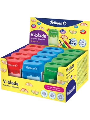 Aesco Pelikan V-Blade Çiftli Kapaklı Kalemtraş